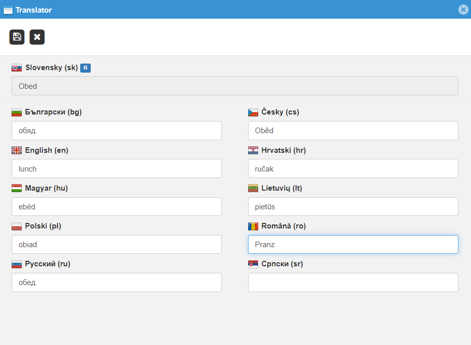 Translation of the break