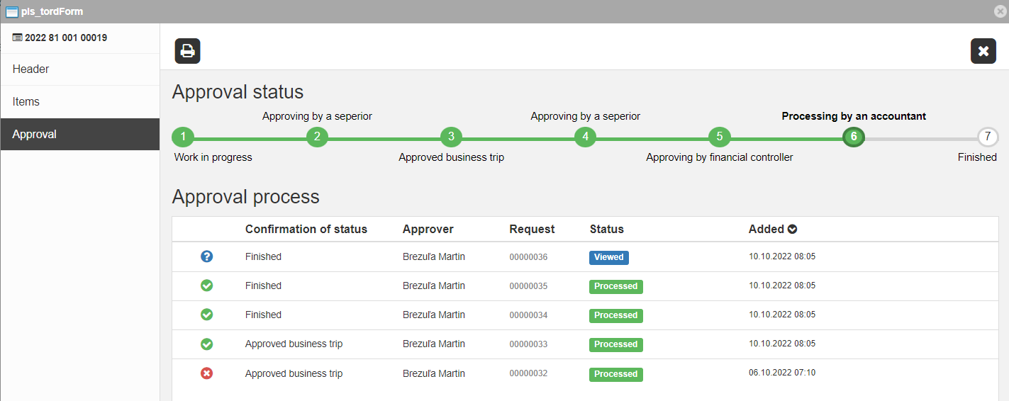 Manage request - approving