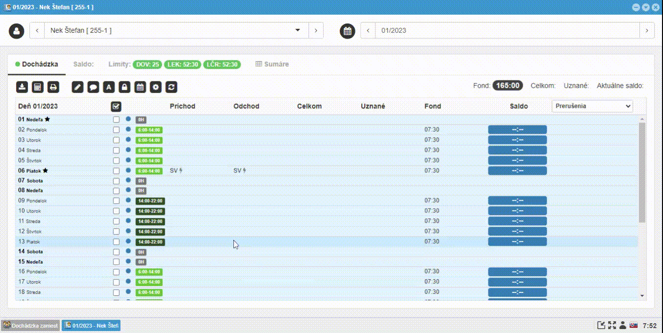 Uprava plánu - vymena