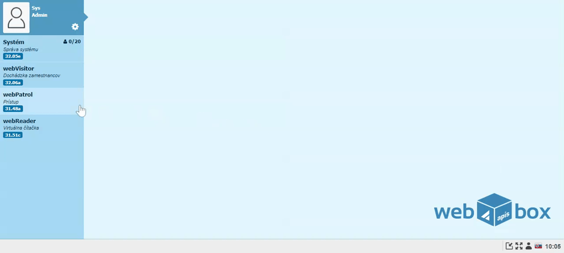 Import vzorky s načítaným otlačkom prsta do webPatrolu