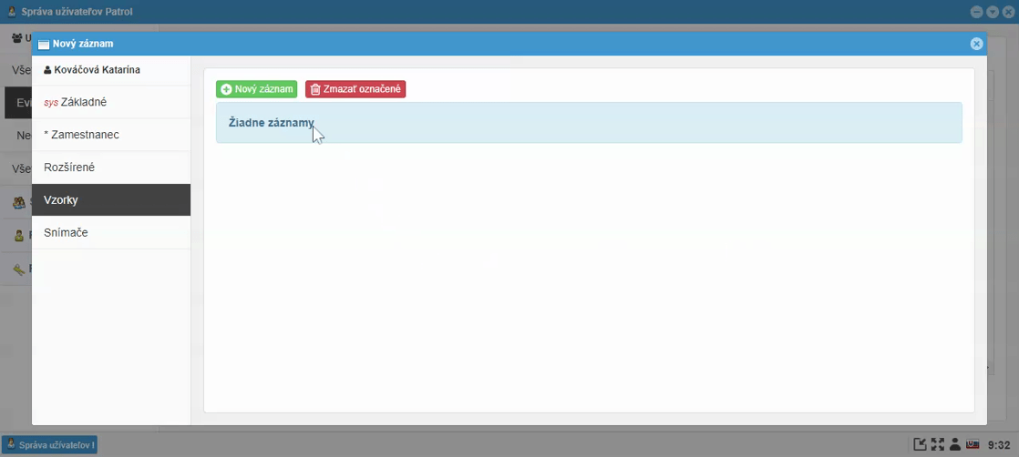 Vytvorenie vzorky pre dochádzkový snímač