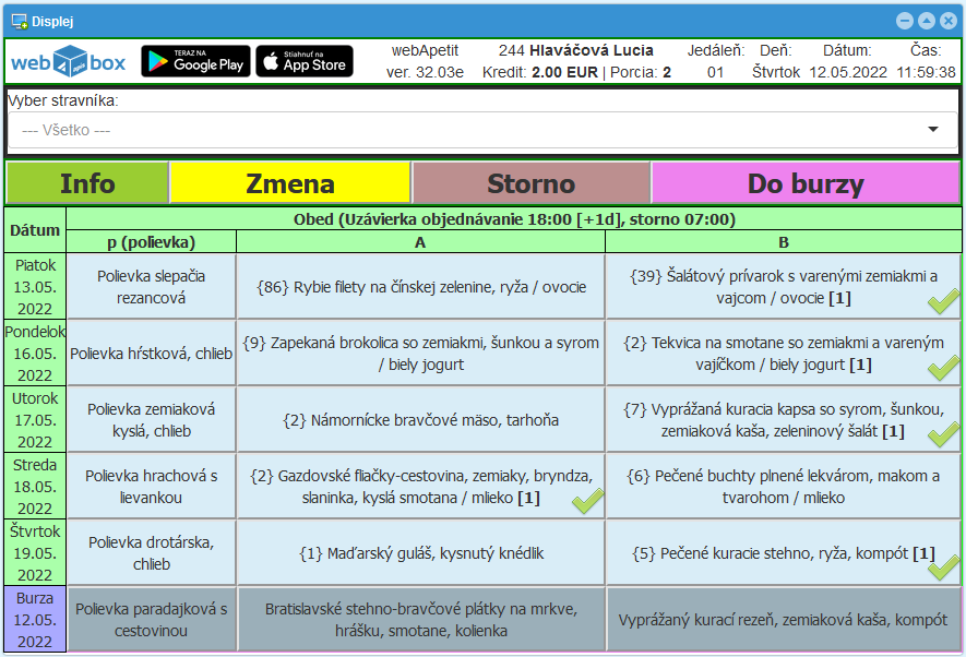 Modul webApetit