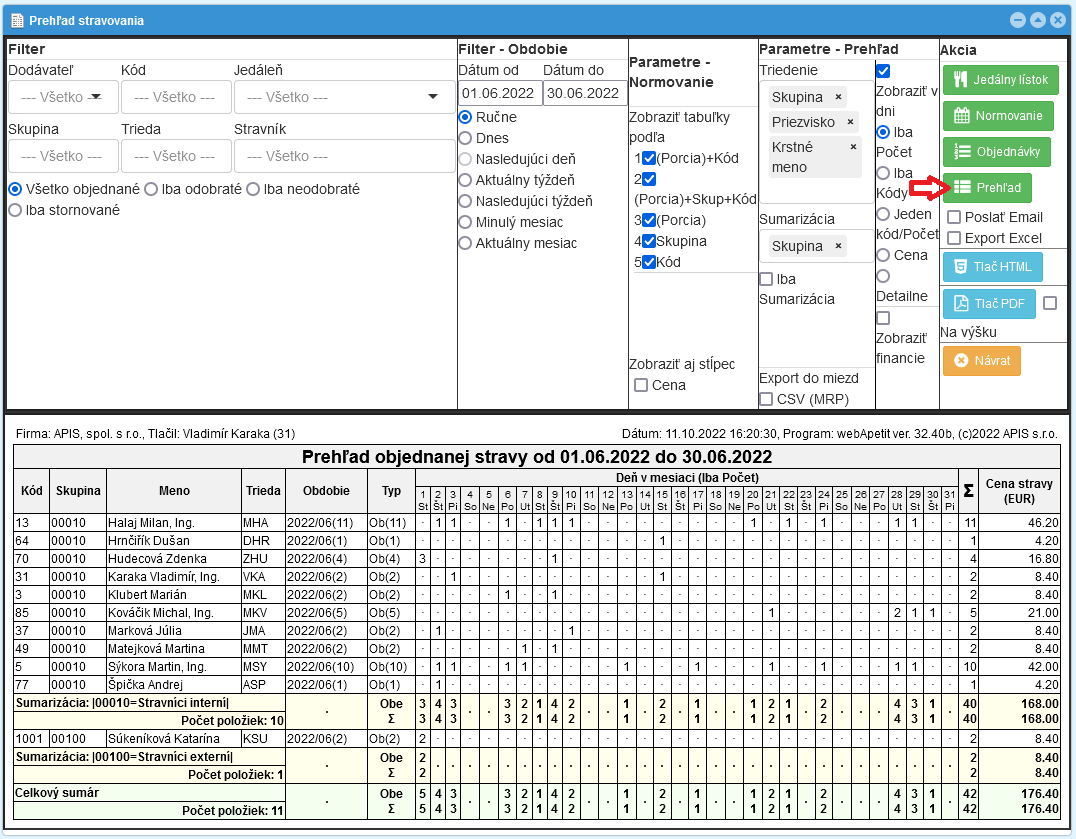Modul webApetit