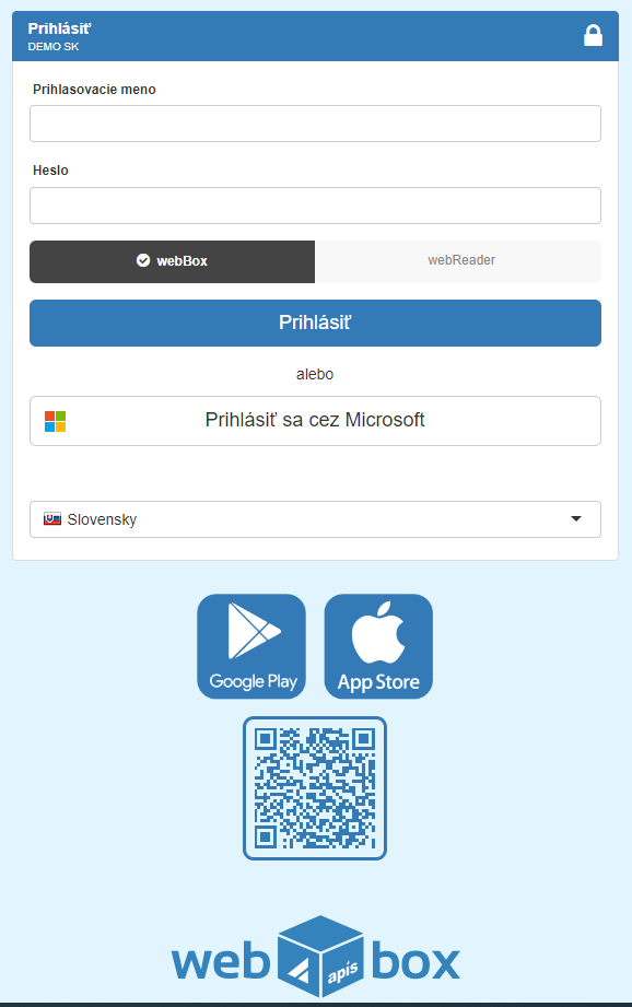 Prihlasovacia obrazovka