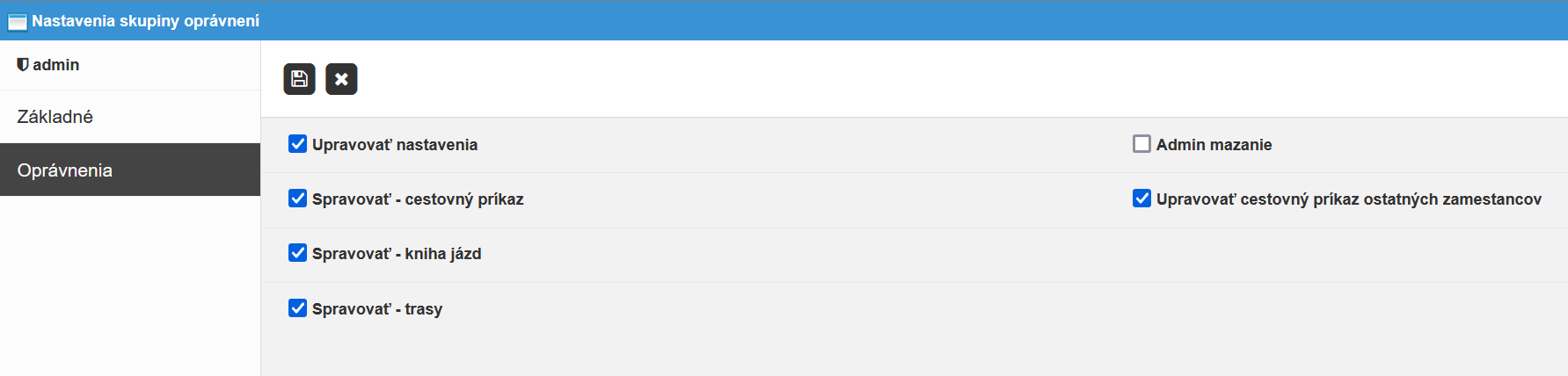 Skupiny Oprávnení - oprávnenia